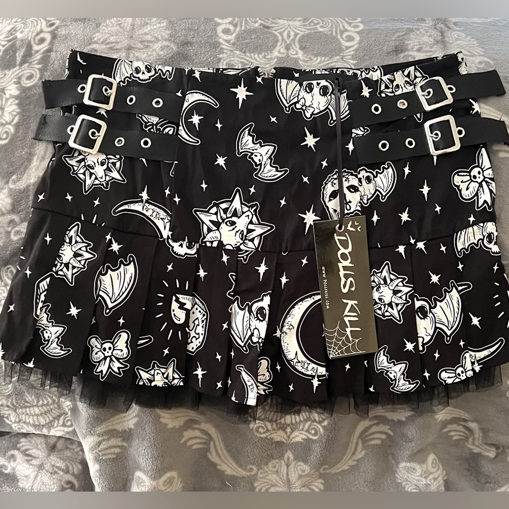 Dolls Kill mini skirt tulle goth punk emo scene rock rave coffin heart moon